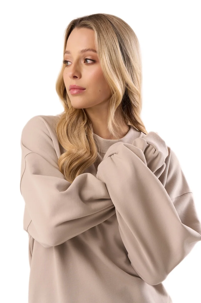 Bawełniana bluza dresowa z długim rękawem Babell kod 3009 taupe M