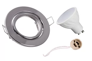 Zestaw oprawa okrągła chromowa + GU10 8W neutralna + gniazdo przyłączeniowe GU10 - Lampy pozostałe - miniaturka - grafika 1