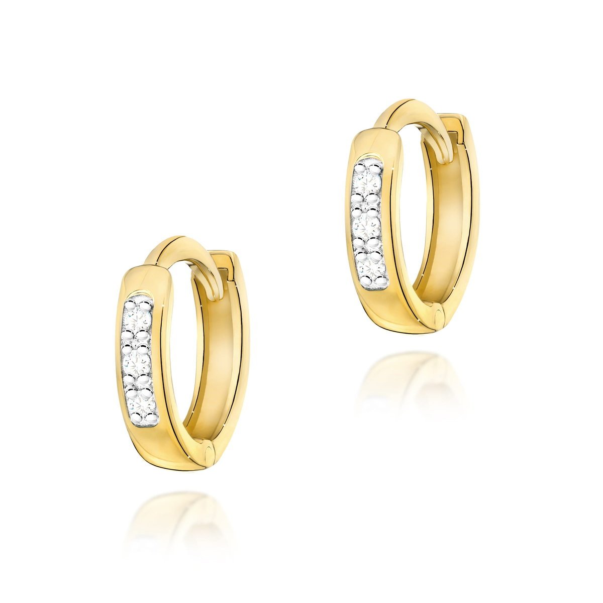 Złote kolczyki K0235 z diamentami żółte złoto pr. 585