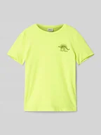 Koszulki dla chłopców - T-shirt o kroju regular fit z dodatkiem bawełny z nadrukiem dinozaura - miniaturka - grafika 1