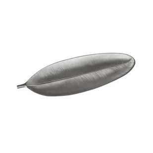 Patera dekoracyjna liść Asuan 27 x 10 cm srebrny - Figurki dekoracyjne - miniaturka - grafika 1
