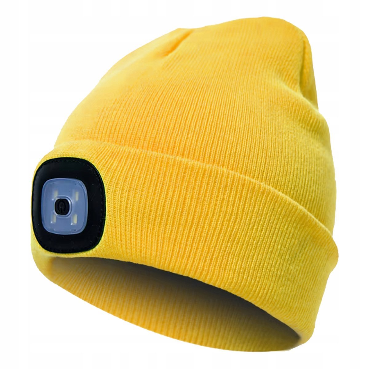 Czapka Zimowa z Latarką Lampką Czołową LED Ładowanie USB PRODUKT PL żółta