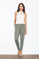 Kombinezony - Dwukolorowy KOMBINEZON z dekoltem HALTER BEZ RĘKAWÓW zielony S - miniaturka - grafika 1