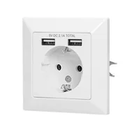 Gniazdka elektryczne - Orno Gniazdo pojedyncze 1x230V Schuko, USBx2 OR-AE-13140(GS) - miniaturka - grafika 1