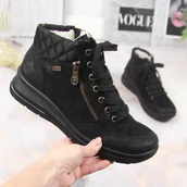 Botki damskie - Wodoodporne skórzane botki ocieplane Rieker W RKR567 - miniaturka - grafika 1