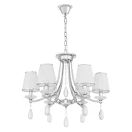 Lampy sufitowe - DOMINNI W6 żyrandol klasyczny chrom ze szklanymi kloszami i kryształowymi elementami 6xE14 - miniaturka - grafika 1