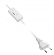 Akcesoria do oświetlenia - Kabel zasilający z wtyczką i włącznikiem Gtv 2m Biały 2×0,75mm2 - miniaturka - grafika 1