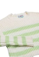 Swetry damskie - Libbi Damski sweter w paski Wełna biała limonka XS/S, Wełna biała, limonka, XS - miniaturka - grafika 1