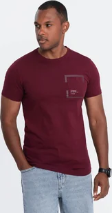 Ombre T-shirt męski bawełniany z kieszonką - bordowy V2 OM-TSPT-0154 XL - Koszulki męskie - miniaturka - grafika 1