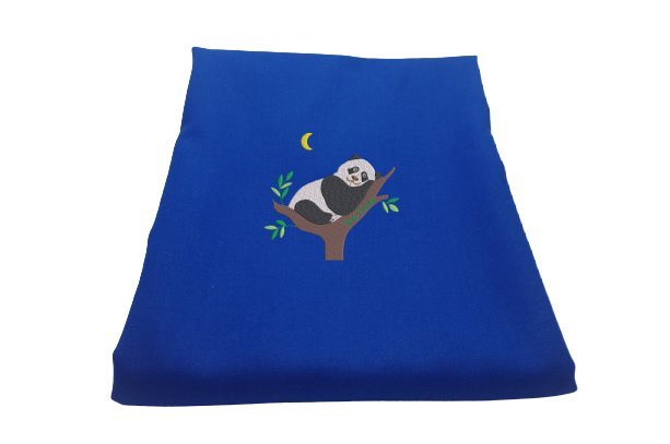 Kocyk niemowlęcy z wełny merino Panda, kolor niebieski