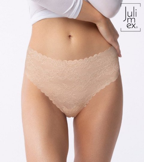 Stringi damskie bezszwowe koronkowe BELLIE Maxi Julimex beżowe XL
