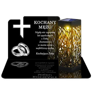 ZNICZ SOLARNY LED WIECZNY PODSTAWKA NA CMENTARZ GRÓB lampka Krzyż 3D DLA MĘŻA - Lampiony i znicze - miniaturka - grafika 1