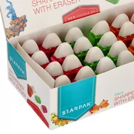 Przybory szkolne - Starpak Temperówka plastikowa pojedyncza z gumką, mix kolorów - miniaturka - grafika 1