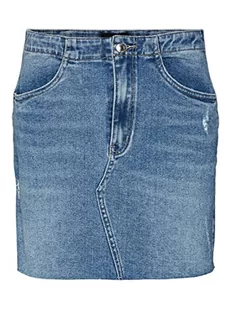 VERO MODA Damska spódnica Vmrosie Hr Short DNM Cut Skirt Noos Rock, Medium Blue Denim/Szczegóły: gu3166, XL - Spódnice - miniaturka - grafika 1