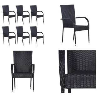 vidaXL Krzesła ogrodowe sztaplowane 6 szt. Poly Rattan Black - Krzesło ogrodowe - Krzesła ogrodowe - Krzesło ogrodowe do sztaplowania - Krzesła ogrodowe do sztaplowania - Fotele i krzesła ogrodowe - miniaturka - grafika 1