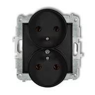 Gniazdka elektryczne - Karlik Gniazdo podwójne z uziemieniem MINI czarny 12MGPR-2zp - miniaturka - grafika 1