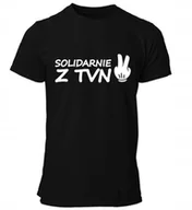 Koszulki męskie - KOSZULKA Z NADRUKIEM MĘSKA ŚMIESZNA T-SHIRT SOLIDARNIE Z TVN TELEWIZJA r. L - miniaturka - grafika 1