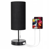 Lampy stojące - Metalowa Lampka Nocna Stołowa E27 2x ładowarka Usb - miniaturka - grafika 1