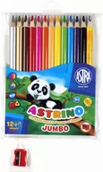 Przybory szkolne - Astra Kredki ołówkowe 12 kolorów Astrino trójkątne + temperówka + 1 tęczowa kredka gratis AA090AST - miniaturka - grafika 1