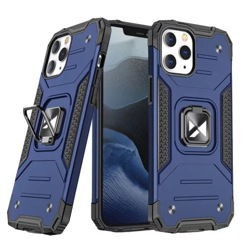 Wozinsky Ring Armor pancerne hybrydowe etui pokrowiec + magnetyczny uchwyt iPhone 12 Pro / iPhone 12 niebieski