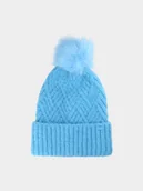 Czapki dla dzieci - 4F Czapka zimowa z pomponem dziewczęca - niebieska Uniwersalny - miniaturka - grafika 1