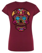 Koszulki i topy damskie - T-Shirt damski kolorowy nadruk CZASZKA r.M - miniaturka - grafika 1