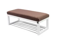 Ławki do przedpokoju - Ławka na buty LPG-4 55cm EMRAWOOD drewno lite kolor biały siedzisko gładkie kolor brązowy - miniaturka - grafika 1