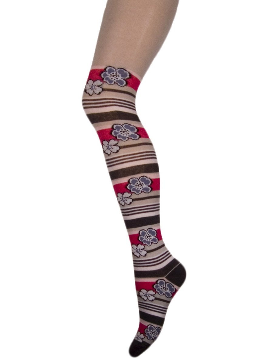 Dziewczęce rajstopy dziewczęce kwiatki szare Milusie r.140/146