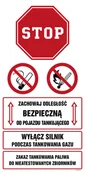 Systemy ekspozycyjne i znaki informacyjne - SB022 ZACHOWAJ BEZPIECZNĄ ODLEGŁOŚĆ OD POJAZDU TANKUJĄCEGO. WYŁĄCZ SILNIK PODCZAS TANKOWANIA GAZU, PN - PŁYTA PCV 1MM; (1100X550MM) - miniaturka - grafika 1
