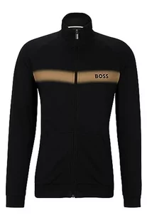 BOSS Męska kurtka Authentic Jacket Z z bawełny organicznej z zamkiem błyskawicznym, logo i paskami, czarny, XXL - Kurtki męskie - miniaturka - grafika 1
