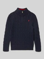 Swetry dla chłopców - Sweter z dzianiny z wyhaftowanym logo - miniaturka - grafika 1