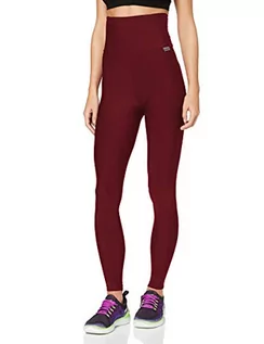 Legginsy - Proskins Proskins Klasyczne szczupłe, wysokiej talii antycellulitowe legginsy kompresyjne, czerwone Claret, 20 UK 12130724329 - grafika 1