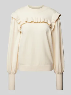 Sweter z dzianiny z falbanami model ‘JUM’ - Swetry damskie - miniaturka - grafika 1