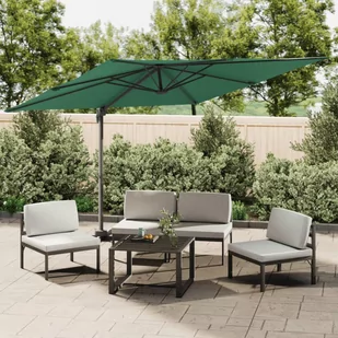 vidaXL Parasol wiszący na aluminiowym słupku, zielony, 300x300 cm - Parasole ogrodowe - miniaturka - grafika 1