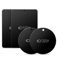 Uchwyty samochodowe do telefonów - Płytki Metalowe Okrągłe / Prostokątne Do Uchwytów Magnetycznych Na Telefon - Czarne (4 Szt.) Tech-Protect - miniaturka - grafika 1