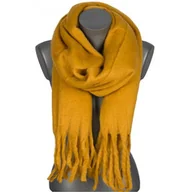 Apaszki i szaliki damskie - Szalik damski zimowy szal ciepły dred z frędzlami na prezent MUSZTARDOWY - miniaturka - grafika 1