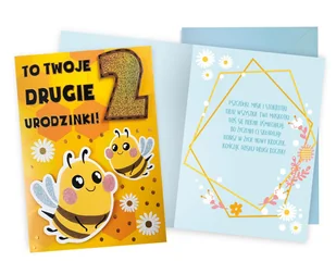 Karnet Urodziny 2 pszczółki - Kukartka - Kartki okolicznościowe i zaproszenia - miniaturka - grafika 1
