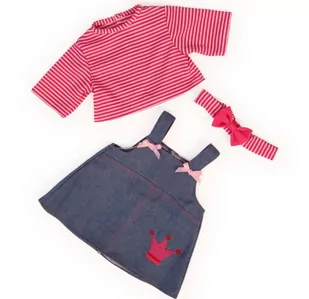 Bayer Design Bayer Design 83853AA sukienka dżinsowa z koszulą i bandeau dla lalek (czerwona) 83853 - Sukienki i spódniczki dla dziewczynek - miniaturka - grafika 1