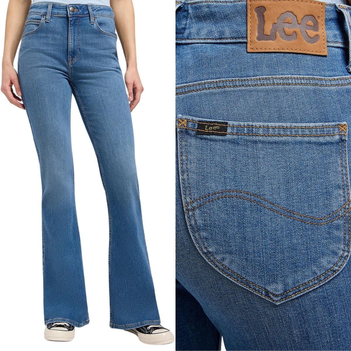 Lee Breese flare Denim Drip wysokie damskie spodnie jeansowe dzwony W32 L33
