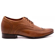 Półbuty męskie - Buty męskie podwyższające wizytywe 617P podwyższające brązowe - Buty Olivier - miniaturka - grafika 1