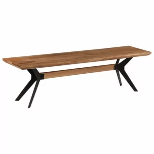 vidaXL Ławka do jadalni z drewna akacjowego i stali, 160 x 40 x 45 cm - Ławki do przedpokoju - miniaturka - grafika 1