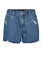 Spodenki damskie - VERO MODA VMZURI HR Loose DST Mix NoOS szorty, ciemnoniebieski, XL, niebieski (Dark Blue Denim), XL - miniaturka - grafika 1