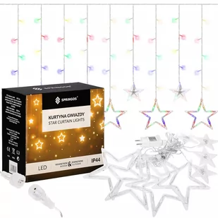 Kurtyna świetlna multikolor 92 Led lampki wewnętrzno-zewnętrzne gwiazdy z programatorem - Oświetlenie świąteczne - miniaturka - grafika 1