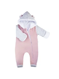Niemowlęcy kombinezon z kapturem pudrowy Nicol,r.68 - Kombinezony dla dzieci - miniaturka - grafika 1