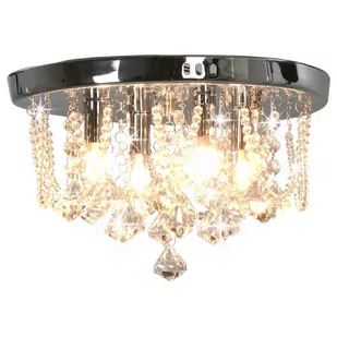 GSTORE Lampa sufitowa z kryształkami i koralikami srebrna okrągła GS-281582 - Lampy sufitowe - miniaturka - grafika 1