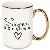 Kubki - DUŻY Kubek XXL ZŁOTE Ucho i Rant SUPER SZEFOWA MiX - miniaturka - grafika 1
