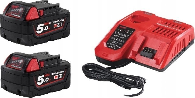 Akumulator 18V 5Ah liczba baterii: 2szt. Li-Ion ładowarka w zestawie M12-18 FC waga: 400g