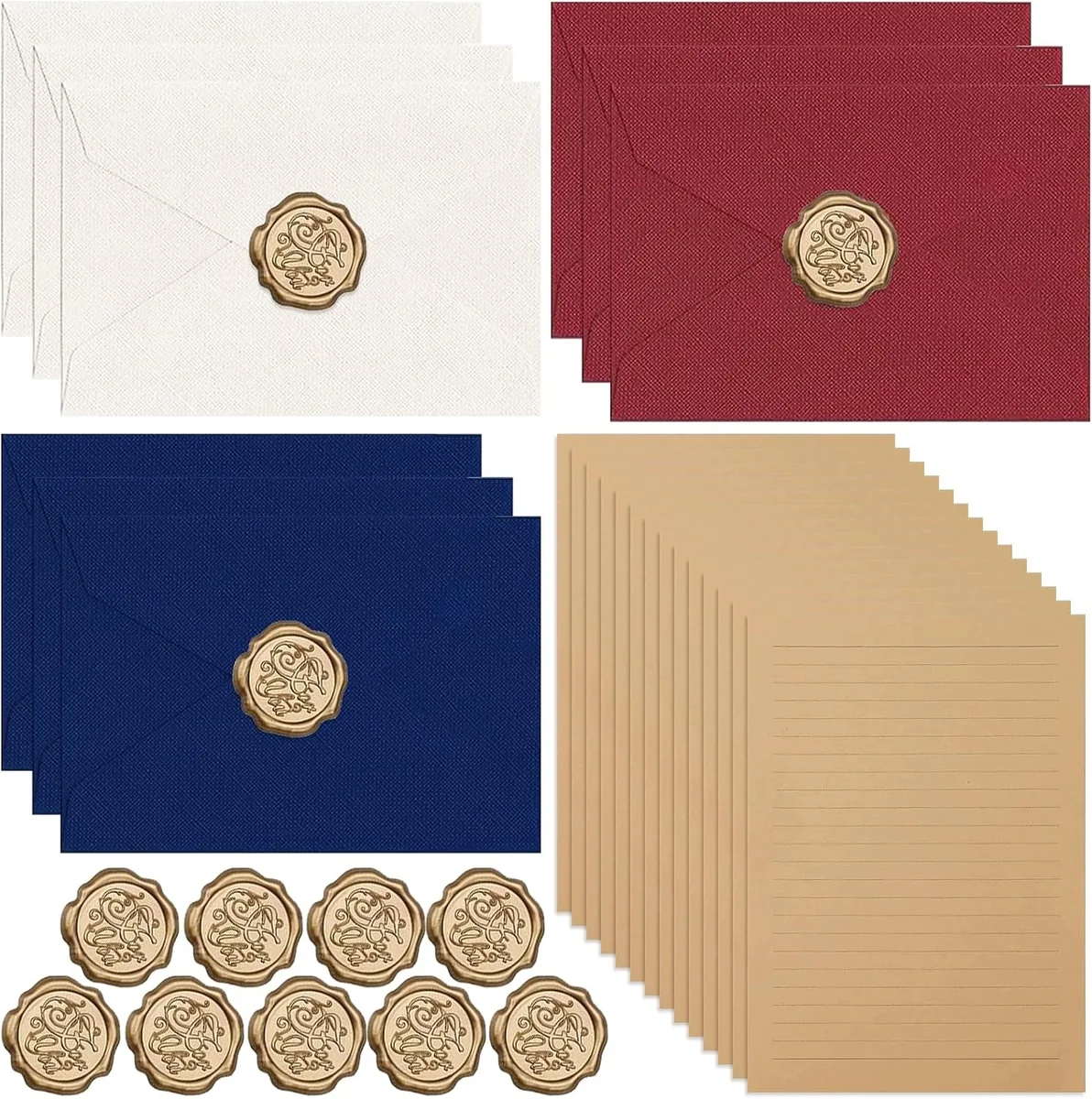 PAPIER ZESTAW KOPERTY VINTAGE 38 SZTUK A5 LISTOWY RETRO ELEGANCJA