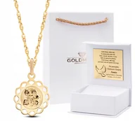 Biżuteria dla dzieci - ZŁOTY KOMPLET MEDALIK ŁAŃCUSZEK CHRZEST KOMUNIA ŚWIĘTA 333 8KT - miniaturka - grafika 1
