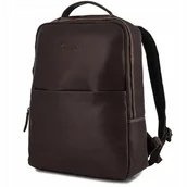 Torby na laptopy - Plecak skórzany na laptopa 15,6 biznesowy duży A4 pojemny brązowy Beltimore - miniaturka - grafika 1